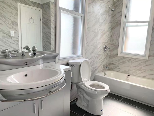7-12 125th St, College Point, NY 11356 - bathroom with healthy amount of natural light, vanity, washtub / shower combination, and tile patterned floors