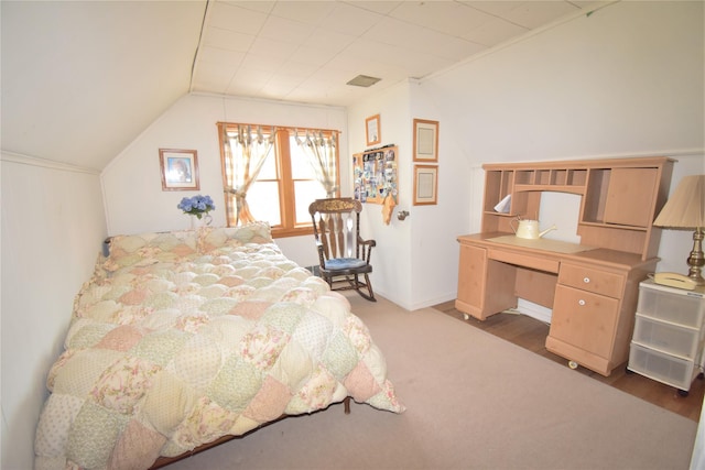 43 Circuit Rd, Bellport, NY 11713 - bedroom featuring vaulted ceiling and a desk