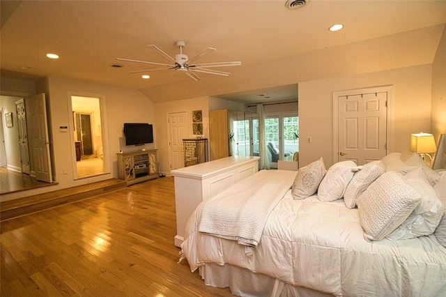 9 Roselawn Rd, Highland Mills, NY 10930 - bedroom featuring access to outside, wood finished floors, recessed lighting, and a ceiling fan