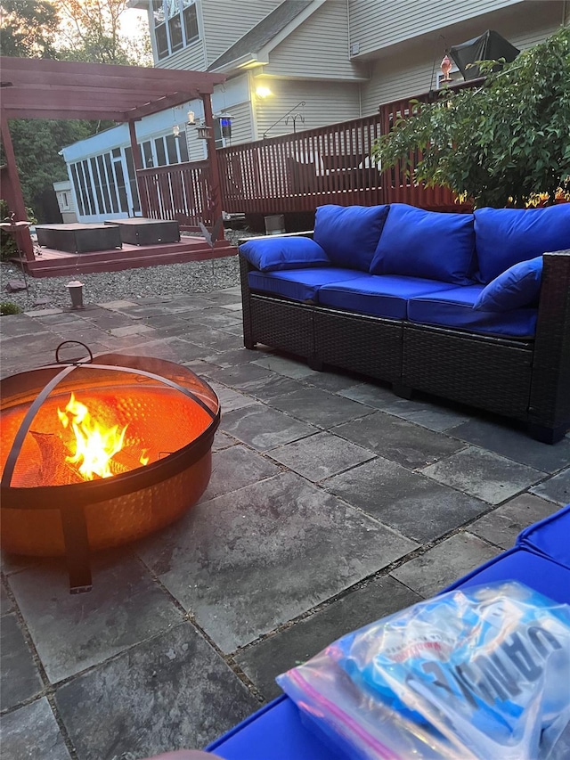 9 Roselawn Rd, Highland Mills, NY 10930 - view of patio / terrace with an outdoor living space with a fire pit and a wooden deck