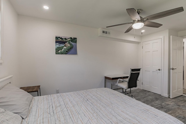 57 7th St, Pelham, NY 10803 - bedroom with recessed lighting, wood finished floors, and ceiling fan