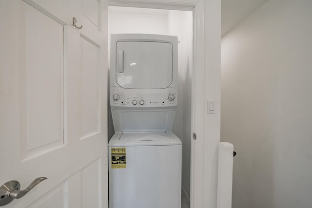57 7th St, Pelham, NY 10803 - washroom with stacked washing machine and dryer