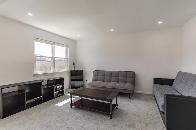 57 7th St, Pelham, NY 10803 - carpeted living area featuring recessed lighting and baseboards