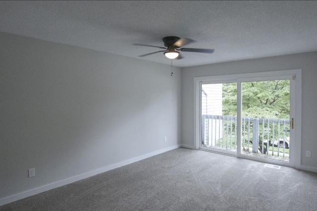227 Springmeadow Dr Unit E, Holbrook, NY 11741 - empty room with carpet floors, a ceiling fan, and a textured ceiling
