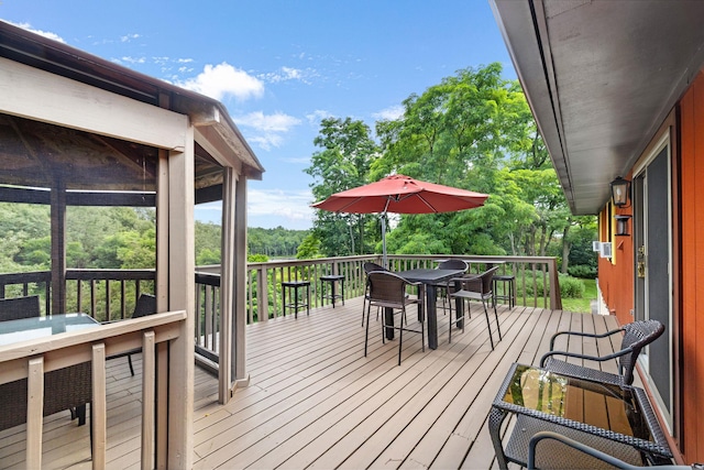 278 Fort Van Tyle Rd, Port Jervis, NY 12771 - wooden deck featuring outdoor dining area and view of wooded area
