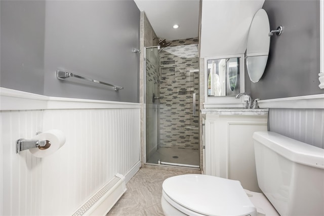 487 Court Ave, Cedarhurst, NY 11516 - full bath featuring a stall shower, vanity, and a wainscoted wall