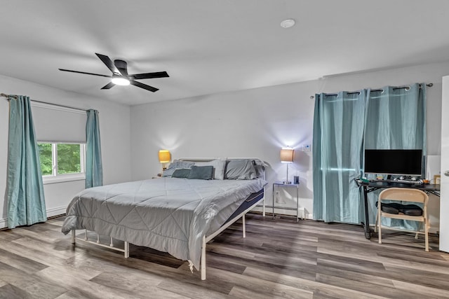 49 Flower Rd, Hopewell Junction, NY 12533 - bedroom featuring wood finished floors, baseboard heating, and ceiling fan