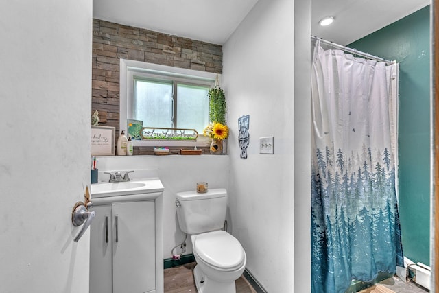 49 Flower Rd, Hopewell Junction, NY 12533 - bathroom featuring vanity, a shower with shower curtain, and wood finished floors