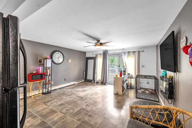 49 Flower Rd, Hopewell Junction, NY 12533 - living area with ceiling fan and baseboards