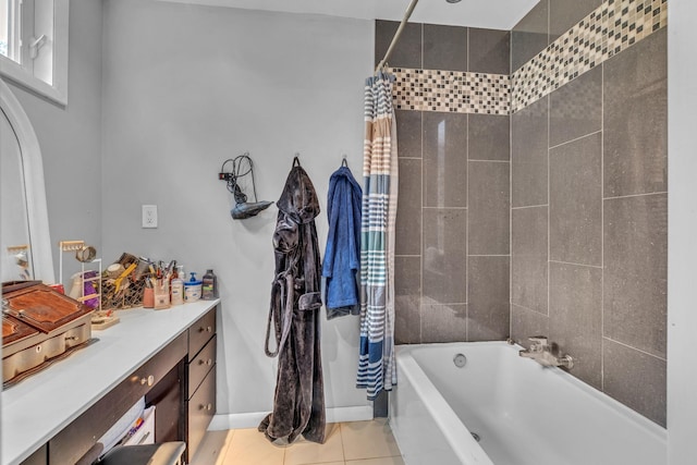 49 Flower Rd, Hopewell Junction, NY 12533 - bathroom with tile patterned flooring, vanity, and shower / bath combo with shower curtain
