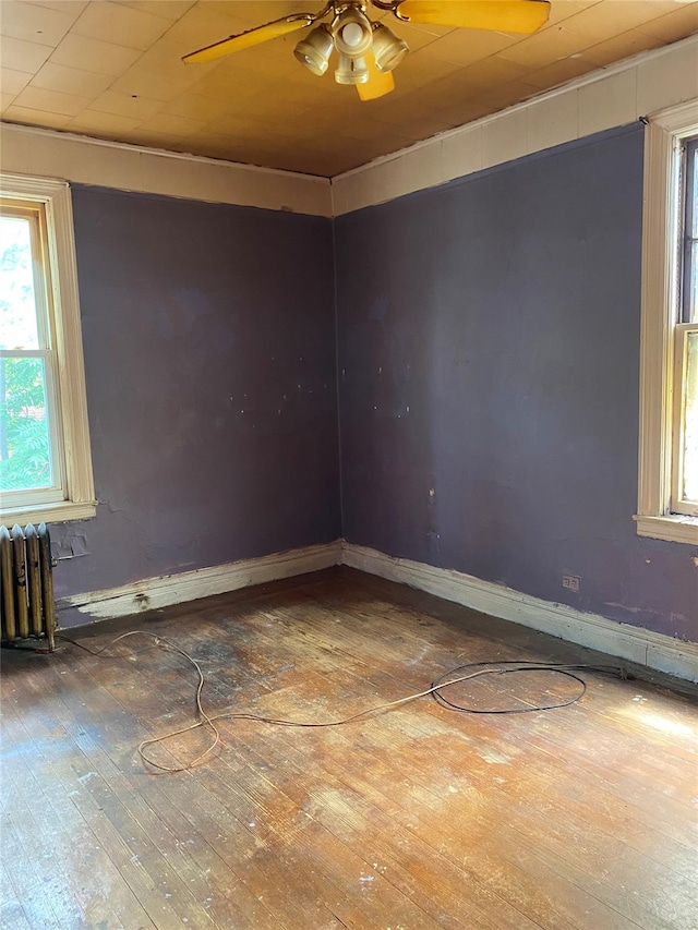 1624 Seddon St, Bronx, NY 10461 - empty room featuring radiator, hardwood / wood-style floors, and a ceiling fan