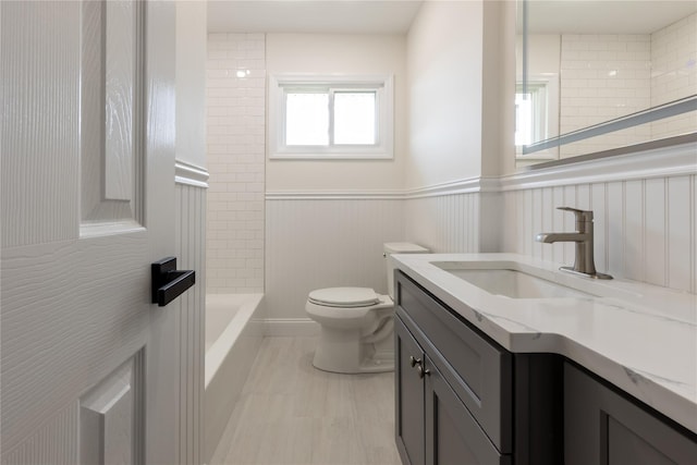 37 Martha St, Freeport, NY 11520 - full bathroom with vanity, shower / bath combination, and wainscoting