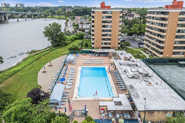 7-24 166th St Unit 8C, Beechhurst, NY 11357 - view of pool featuring a water view
