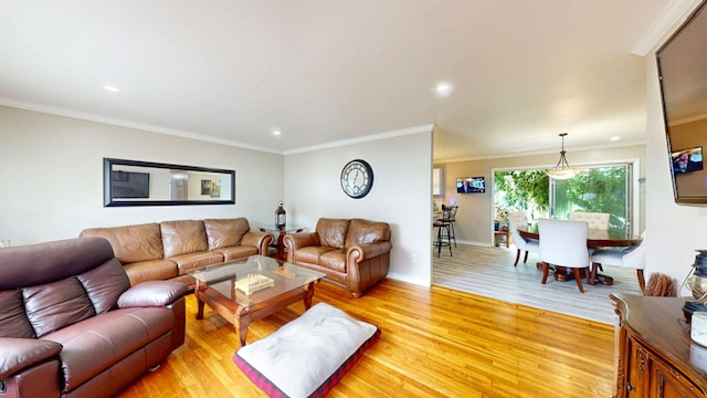 16-18 Claremont Ct, Middletown, NY 10940 - living area featuring light wood-style floors, recessed lighting, and ornamental molding