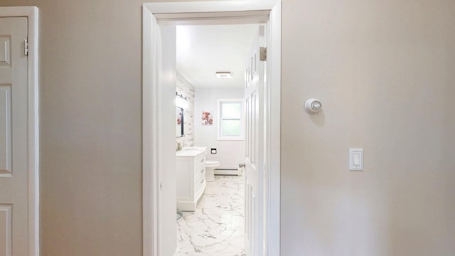 16-18 Claremont Ct, Middletown, NY 10940 - hallway with light marble finish floors