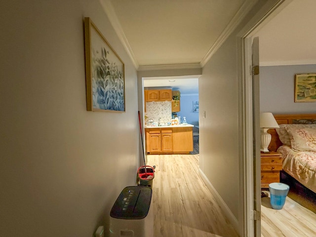 16-18 Claremont Ct, Middletown, NY 10940 - hall featuring light wood-type flooring and crown molding