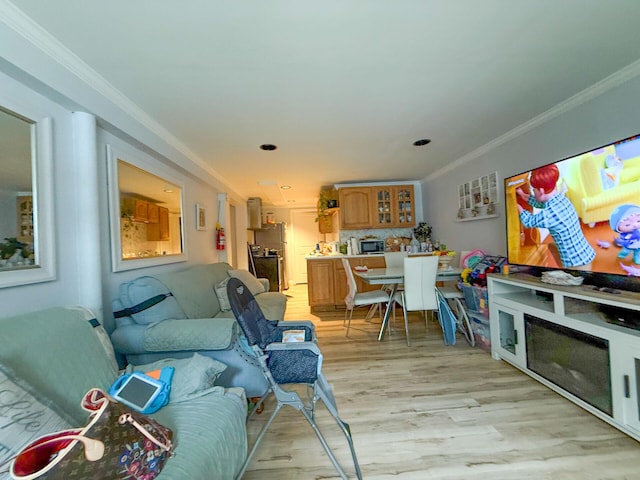 16-18 Claremont Ct, Middletown, NY 10940 - living room featuring light wood-style floors and ornamental molding