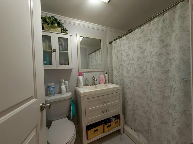 16-18 Claremont Ct, Middletown, NY 10940 - full bathroom with ornamental molding, vanity, and a shower with curtain