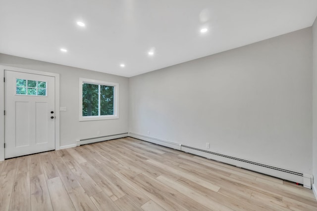 3 Auburn Ave, Bay Shore, NY 11706 - foyer entrance featuring light wood-style flooring, recessed lighting, and a baseboard radiator