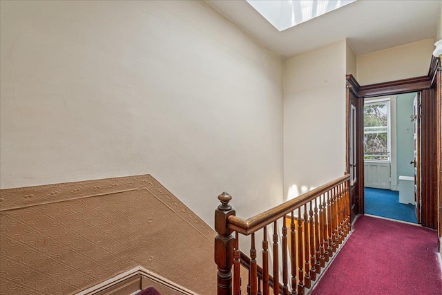 59-30 70th Ave, Ridgewood, NY 11385 - hallway with carpet floors and a skylight