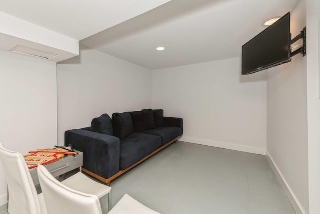 715 Hands Creek Rd, East Hampton, NY 11937 - living area with concrete flooring and recessed lighting