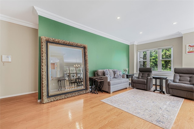 55 Oceana Dr E Unit 1B, Brooklyn, NY 11235 - living area with ornamental molding, wood finished floors, recessed lighting, and a chandelier