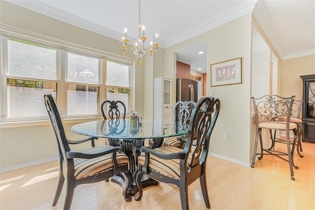 55 Oceana Dr E Unit 1B, Brooklyn, NY 11235 - dining area featuring a chandelier, light wood-style floors, ornamental molding, and recessed lighting