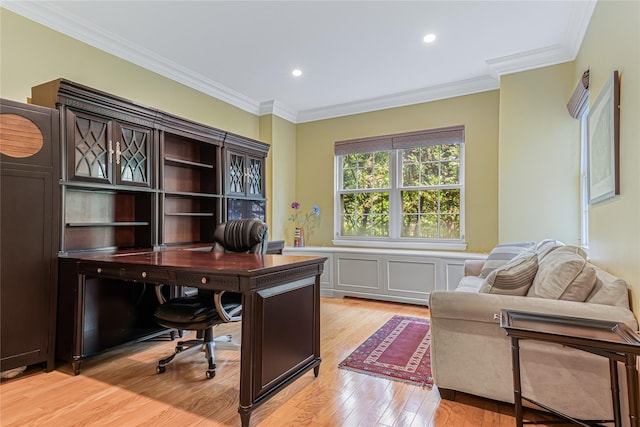 55 Oceana Dr E Unit 1B, Brooklyn, NY 11235 - home office with crown molding, light wood finished floors, and recessed lighting