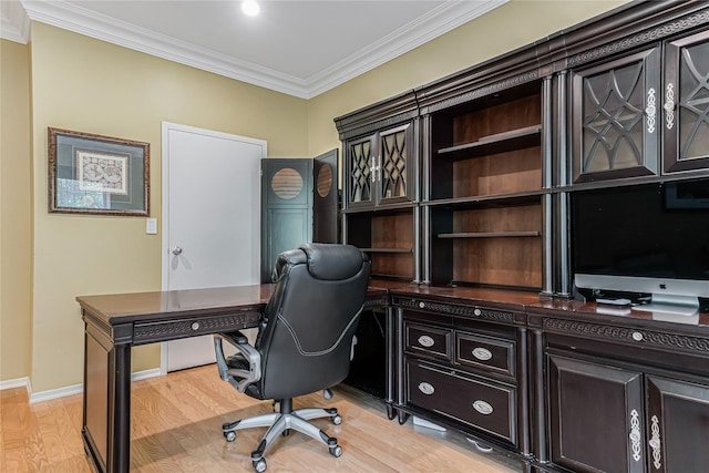 55 Oceana Dr E Unit 1B, Brooklyn, NY 11235 - office area featuring ornamental molding and light wood-style flooring