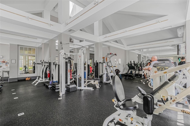 55 Oceana Dr E Unit 1B, Brooklyn, NY 11235 - exercise room featuring high vaulted ceiling