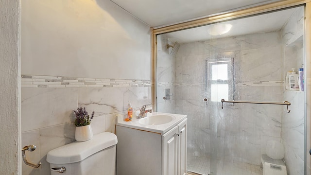 164-02 107th Ave, Jamaica, NY 11433 - bathroom with tile walls, vanity, and a stall shower