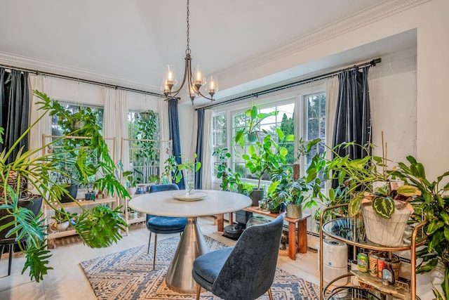 76 Keswick Ln, Plainview, NY 11803 - dining room featuring crown molding and a chandelier