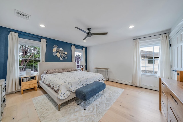 76 Keswick Ln, Plainview, NY 11803 - bedroom with light wood-style flooring, recessed lighting, and ceiling fan