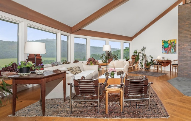 3778 State Route 82, Ancramdale, NY 12503 - sunroom with beam ceiling, wood finished floors, and high vaulted ceiling