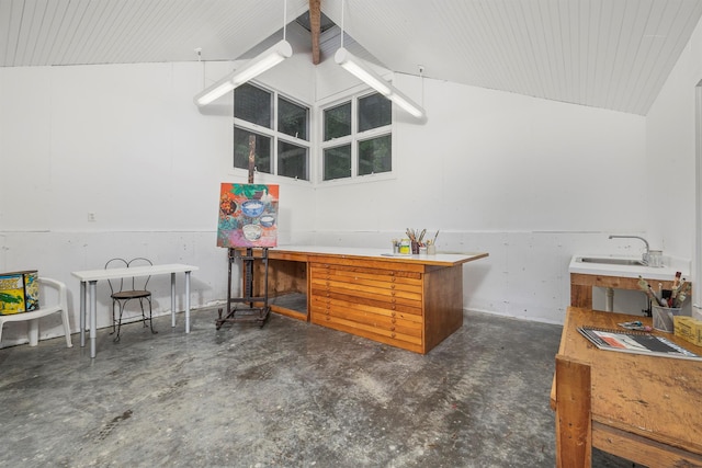 3778 State Route 82, Ancramdale, NY 12503 - misc room with concrete floors, vaulted ceiling, and a workshop area