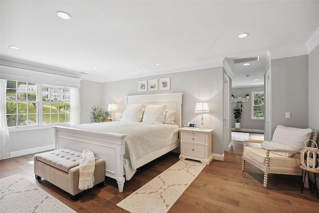53 Quail Ln, Brewster, NY 10509 - bedroom with ornamental molding, multiple windows, wood-type flooring, and recessed lighting