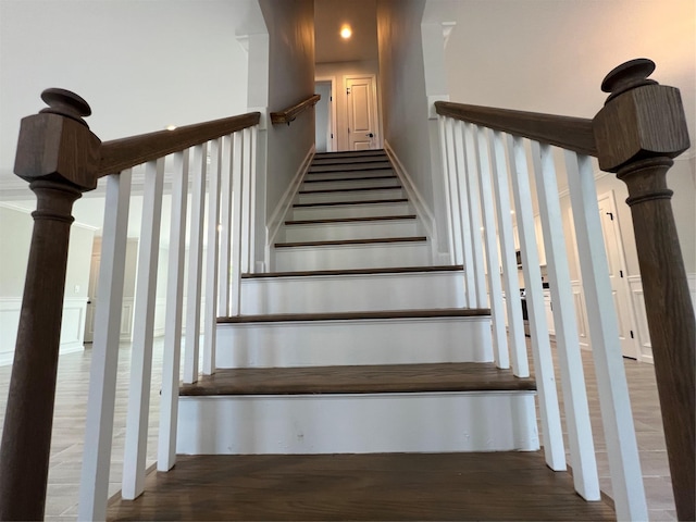 96 Baybright Dr, Shirley, NY 11967 - staircase with wood finished floors and recessed lighting