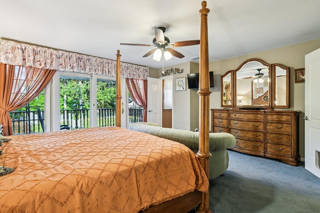 11 Kim Ave, Smithtown, NY 11787 - carpeted bedroom with access to exterior and a ceiling fan