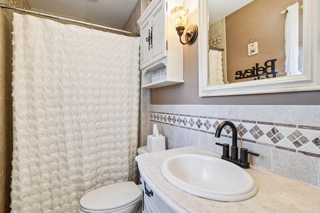 11 Kim Ave, Smithtown, NY 11787 - full bath with vanity, a shower with curtain, and tile walls