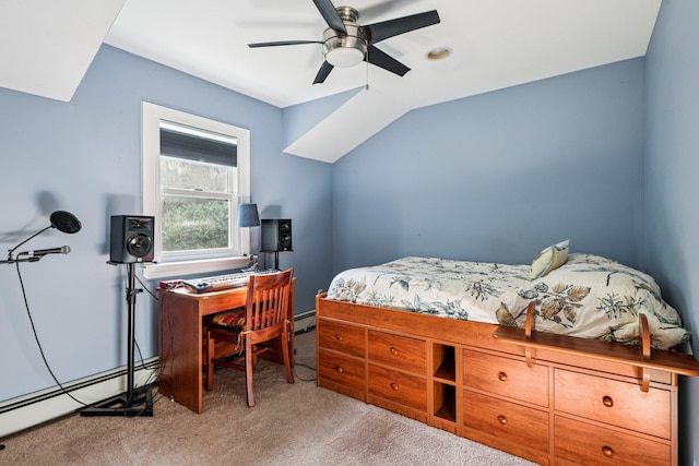 11 Kim Ave, Smithtown, NY 11787 - bedroom featuring a baseboard radiator, carpet, baseboard heating, and ceiling fan