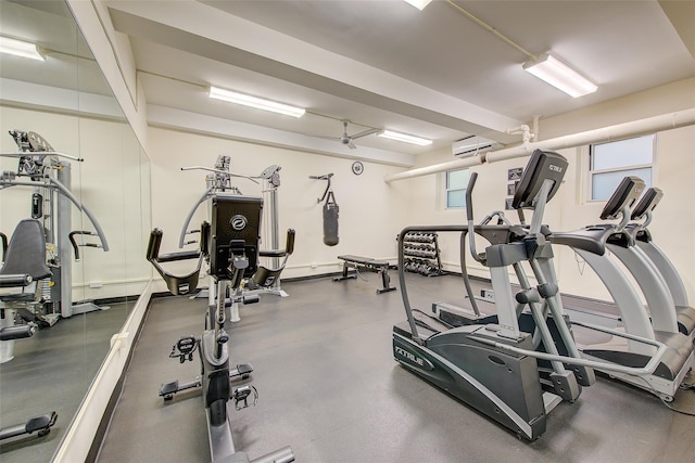 34-15 74th St Unit 5K, Jackson Heights, NY 11372 - workout area with a wall mounted air conditioner
