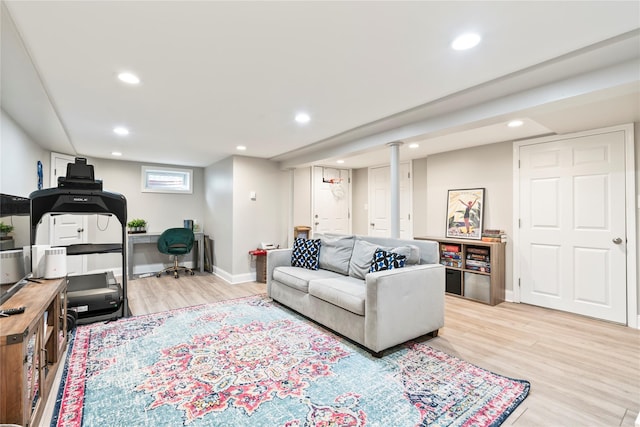 15 Chambers Ct, Huntington Station, NY 11746 - living area featuring light wood-style flooring, recessed lighting, and a desk