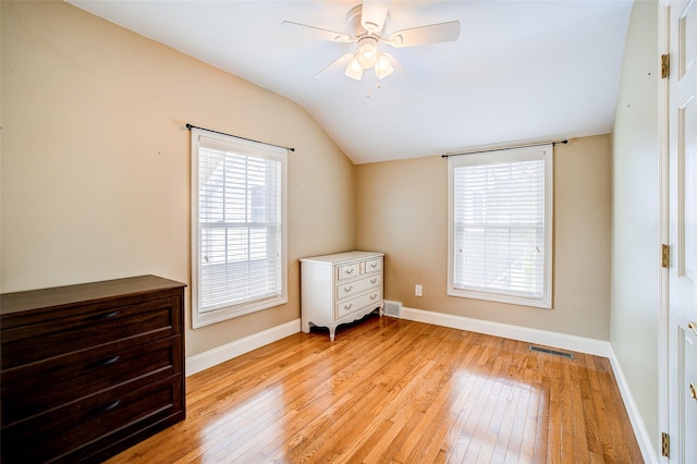 14 Flower Hill Rd, Poughkeepsie, NY 12603 - bedroom featuring vaulted ceiling, light wood-style flooring, and ceiling fan
