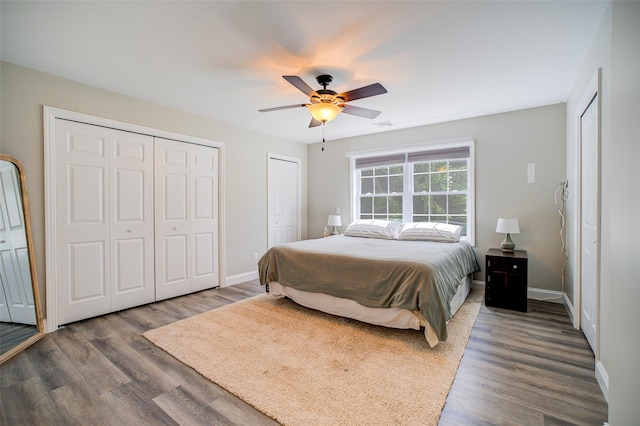 14 Flower Hill Rd, Poughkeepsie, NY 12603 - bedroom featuring multiple closets, wood finished floors, and a ceiling fan