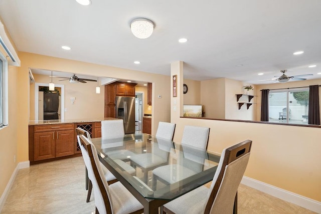 11 Sunrise St, Plainview, NY 11803 - dining space featuring ceiling fan and recessed lighting