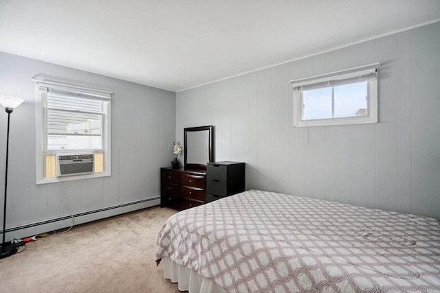 11 Sunrise St, Plainview, NY 11803 - carpeted bedroom featuring cooling unit, baseboard heating, and crown molding