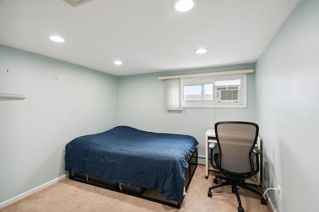11 Sunrise St, Plainview, NY 11803 - bedroom featuring carpet floors, recessed lighting, a wall unit AC, and a baseboard radiator