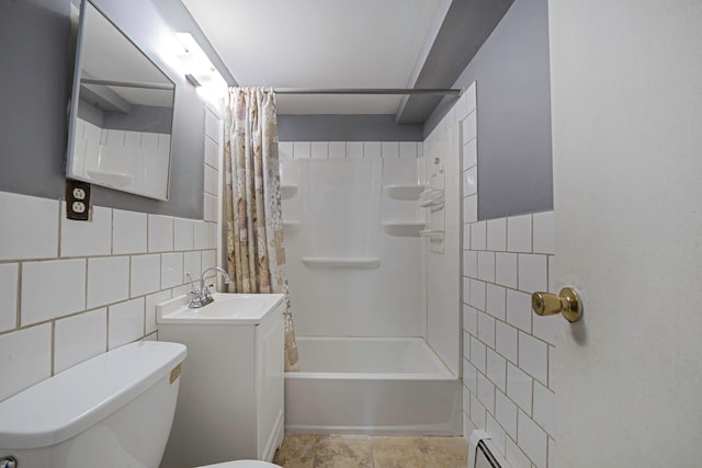 43 Ranch Dr, Shirley, NY 11967 - full bath featuring tile walls, shower / tub combo, and vanity