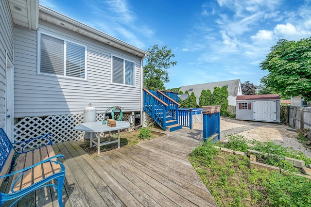 43 Ranch Dr, Shirley, NY 11967 - wooden terrace with a storage unit