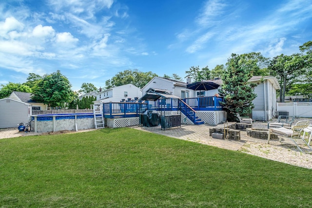 43 Ranch Dr, Shirley, NY 11967 - view of yard featuring a wooden deck and a patio